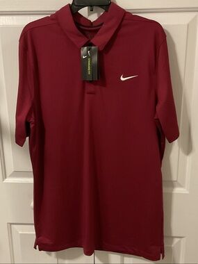 Nike Men's Maroon Polo with White Swoosh